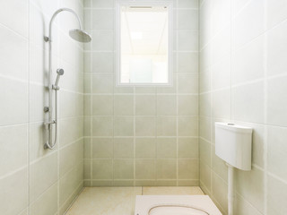 Bathroom and bathroom with glass partition