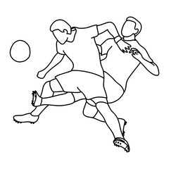 two soccer player playing football vector illustration sketch doodle hand drawn with black lines isolated on white background