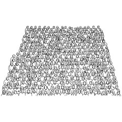 crowd of people on stadium vector illustration sketch doodle hand drawn with black lines isolated on white background