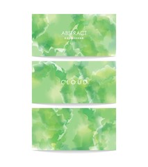 Abstract Background Card. Green Cloud Banner Set, Watercolor Vector Illustration for greeting card, poster and voucher.