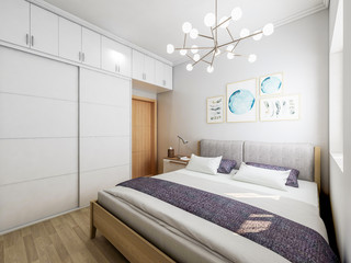 Modern minimalist bedroom design at home