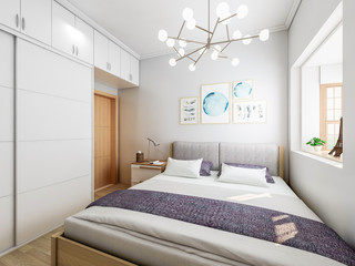 Modern minimalist bedroom design at home