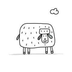 Funny sheep, sketch for your design