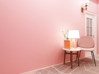 Pink tones living room table and chairs
