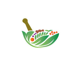 Modern Traditional Herbs Alternative Medicine Logo Illustration In Isolated White Background