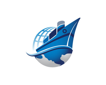 Modern Global Fast International Shipping Cargo Logo Illustration In Isolated White Background