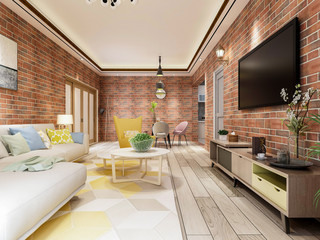 Industrial modern style beautiful living room design