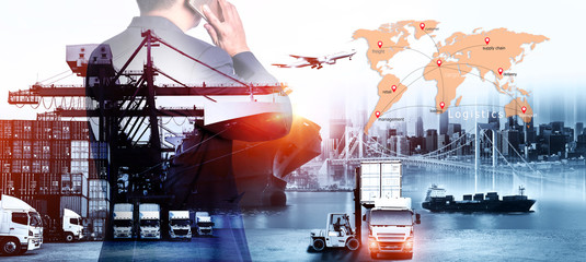 Business Logistics and transportation concept, Business man is making success in service of...