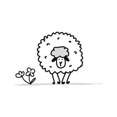Funny sheep, sketch for your design