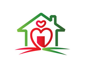 Modern Love Charity Care House Logo In Isolated White Background