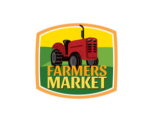 Farmers Market Logo Illustration In Isolated White Background