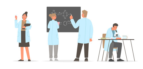 The science. A set of characters scientists involved in the study. Chemists and biologists
