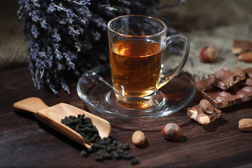 Brewed tea on a serving table