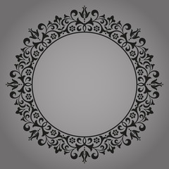 Decorative frame Elegant vector element for design in Eastern style, place for text. Floral black border. Lace illustration for invitations and greeting cards