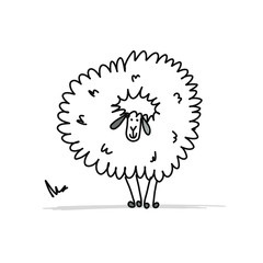 Funny sheep, sketch for your design