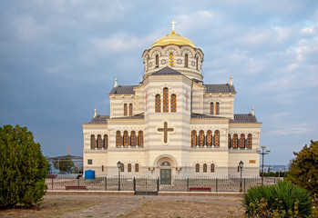 Fototapeta na wymiar Vladimir Cathedral in Chersonesos — Cathedral of the Simferopol and Crimean diocese of the Moscow Patriarchate in Chersonesos Tauric
