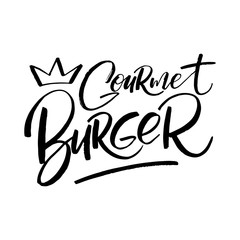 Vector handwritten illustration of the best burgers. Hand lettering burger logo design concept. Burgers vector lettering logo. Emblem for fast food restaurant, cafe.