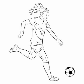 Illustration Of Woman Soccer Player, Vector Draw Stock Vector | Adobe Stock