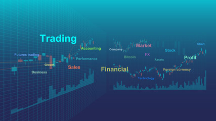 Trading Chart and Keyword (stock, commodity market, and foreign exchange)