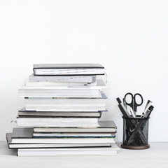 Stack of books and stationery