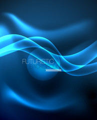 Neon glowing lines, magic energy space light concept, abstract background wallpaper design