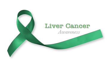 Emerald Green (Jade) ribbon awareness color on helping hand for Liver Cancer and Hepatitis B - HVB...