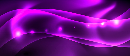 Glossy glowing neon light wave background