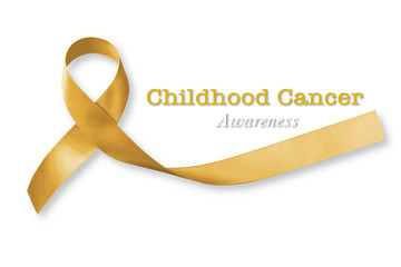 Childhood cancer awareness with gold ribbon symbolic color (isolated with clipping path)