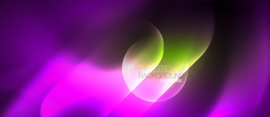 Neon glowing techno lines, blue hi-tech futuristic abstract background template