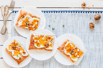 Sliced Butternut Squash and Cheese Tart