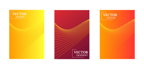 Naklejka premium Abstract background with gradient texture, geometric pattern with lines. Golden, red, violet gradient. Art for business brochure, cover design.