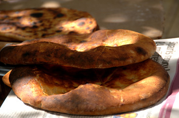 Homemade bread cooked on wood fire