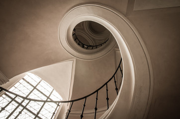 Spiraled staircase in catherdal in Sedlec, Kutna Hora, Czech Republic.