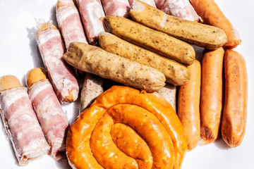 Barbecue sausages, food theme
