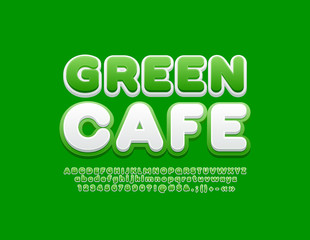 Vector creative logo Green Cafe with trendy Alphabet Letters and Numbers. 3D original Font