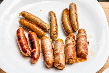 Barbecue sausages, food theme