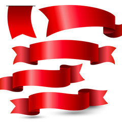 Red ribbon on white background vector illustration