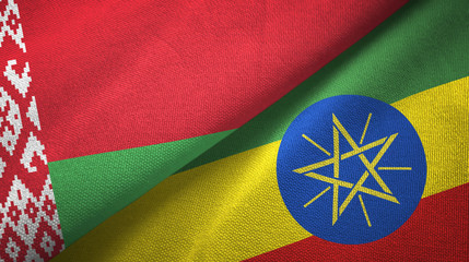 Belarus and Ethiopia two flags textile cloth, fabric texture