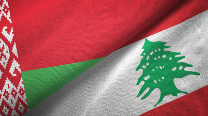 Belarus and Lebanon two flags textile cloth, fabric texture