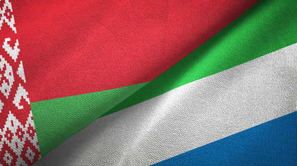 Belarus and Sierra Leone two flags textile cloth, fabric texture