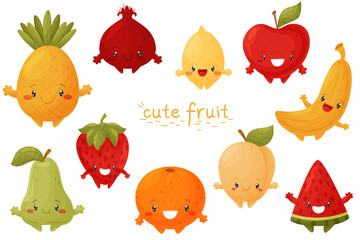 Set of cute fruits