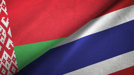 Belarus and Thailand two flags textile cloth, fabric texture