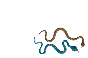 Fake snake toy, rubber animal for game.