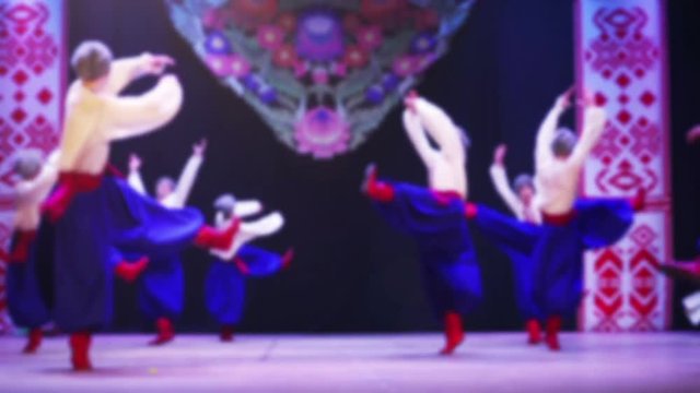 Ukrainian national dances. Out of focus. Slow motion.