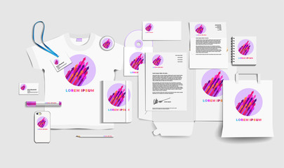 Corporate identity of the company. Stock vector mockup set. Template design elements company. Illustration of a set of design templates for business company. Stationery branding design template kit