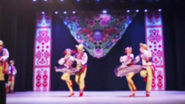 Ukrainian national dances. Out of focus. Slow motion.