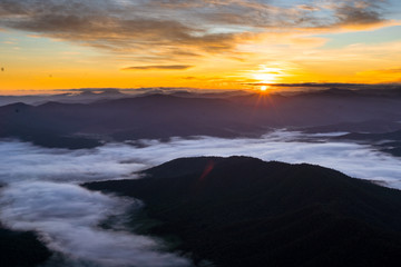 Colourful First Sunrise view from a mountain