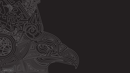 Black background with ethnic pattern and eagle