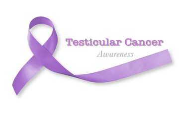 Testicular Cancer orchid color ribbon awareness isolated on white background (clipping path).