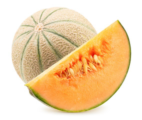 melon with slice isolated on a white background